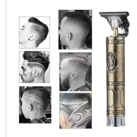 TrAdE Shop Traesio - Taglia Capelli Rasoio Elettrico Professionale Regola Barba A Batteria Buddha Oro -        300gr