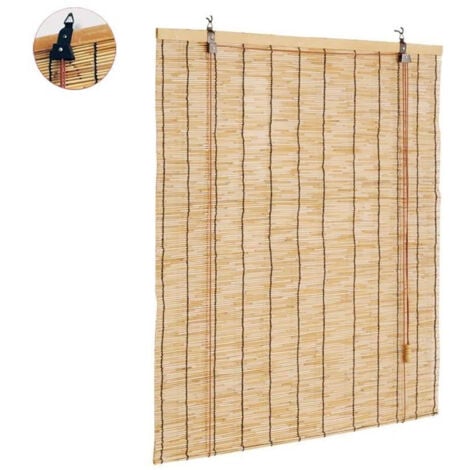 TrAdE Shop Traesio - Tapparella Tenda Arella Avvolgibile In Listelli Di Bambù Naturale 60 X 140 Cm -