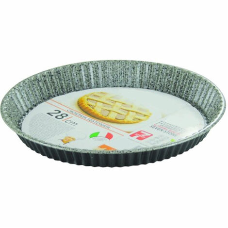 TrAdE Shop Traesio - Teglia Stampo Crostata Tonda Con Bordo Festonata ø28-32 Cm Antiaderente Antigraffio -    -diametro 28cm   -