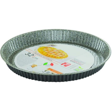 TrAdE Shop Traesio - Teglia Stampo Crostata Tonda Con Bordo Festonata ø28-32 Cm Antiaderente Antigraffio -    -diametro 32cm   -