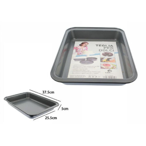 TrAdE Shop Traesio - Teglia Tortiera Antiaderente Rettangolare Forno Dolce Salato 25.5x37.5x5cm 59954 -