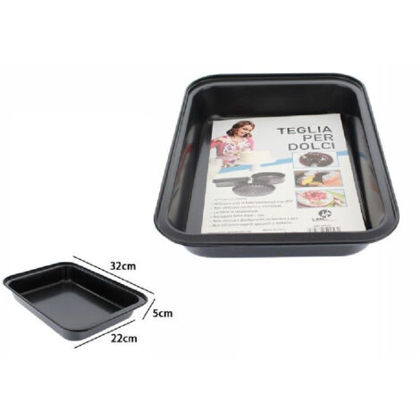 TrAdE Shop Traesio - Teglia Tortiera Antiaderente Rettangolare Forno Per Dolce Salato 22x32x5cm 59953 -