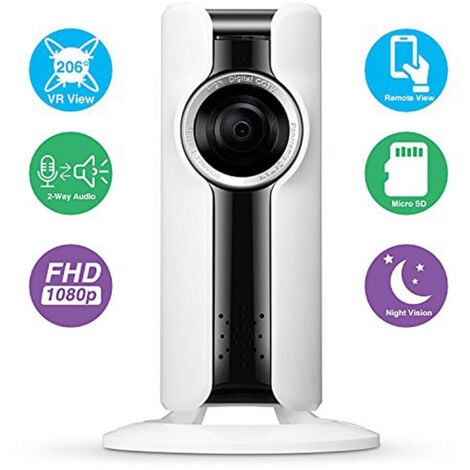 TrAdE Shop Traesio - Telecamera Per Videosorveglianza Spaziale Vr 3d-2 Di Sicurezza Wireless 1080p Hd -