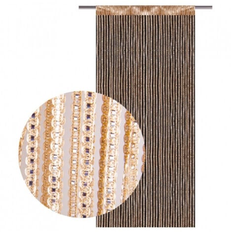TrAdE Shop Traesio - Tenda A Fili Filo Frange Oro Argento 100x200cm Per Arredo Interni Porta Finestra -