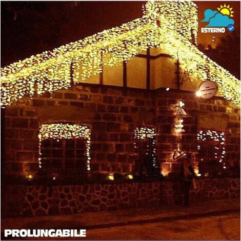 TrAdE Shop Traesio-Tenda Cascata Luminosa Bianco Caldo 250 X 75 Cm Prolungabile Fino A 50mt 126 Led