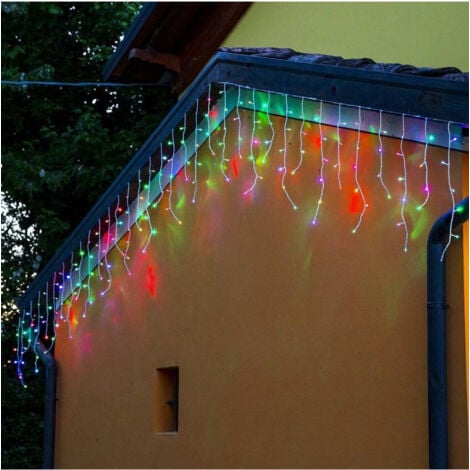TrAdE Shop Traesio - Tenda Catena Luminosa Esterno Rgb Multicolore Luci Natale 100led Prolungabile 3mt -