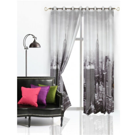 TrAdE Shop Traesio - Tenda New York 140x280cm A Pannello Con Anelli Per Arredo Interni Porta Finestra -