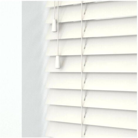 TrAdE Shop Traesio - Tenda Veneziana Da Interno Casa Sole Effetto Legno Colore Bianco 80x160cm -