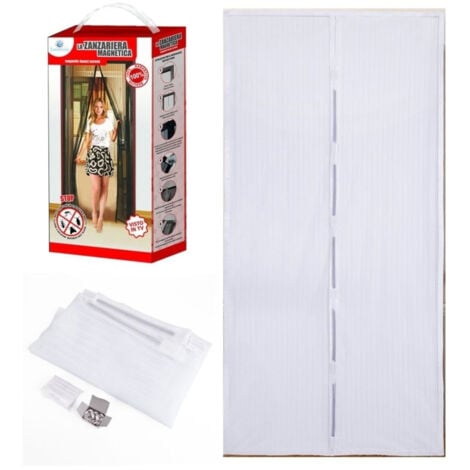 TrAdE Shop Traesio - Tenda Zanzariera Magnetica Per Porte 140 X 240 Cm Standard Universale Bianca -