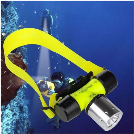 TrAdE Shop Traesio - Torcia Lampada Frontale Fascio Luce Ampio Subacquea Led Pesca Grotte Waterproof -