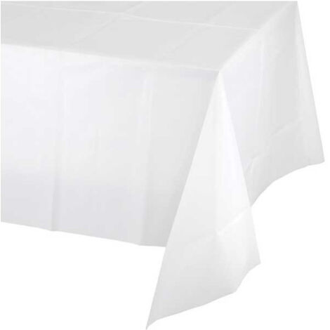 TrAdE Shop Traesio - Tovaglia Di Plastica Per Feste Party Bianca 137x274 Cm Usa E Getta Impermeabile -