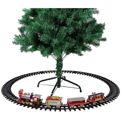 TrAdE Shop Traesio - Trenino Natalizio Con Slitta Di Babbo Natale A Batteria Decorazione Base Albero -
