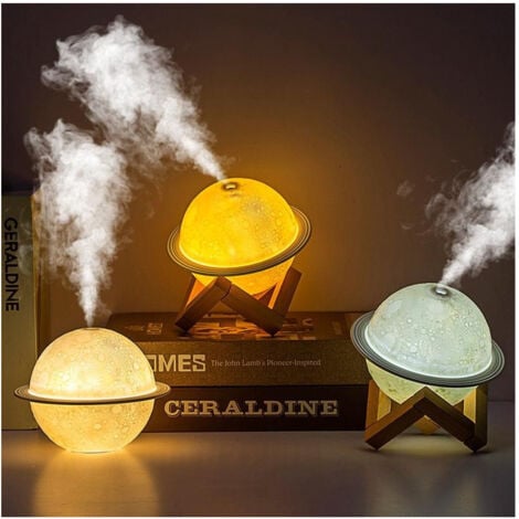 TrAdE Shop Traesio - Umidificatore Diffusore Aromi Aromaterapia Lampada Da Tavolo Led Ultrasuoni Luna -