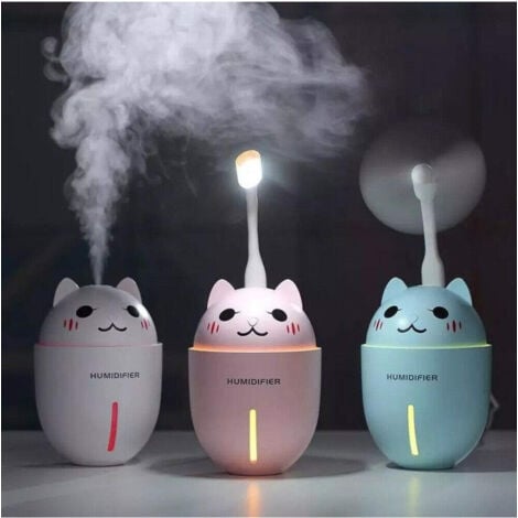 TrAdE Shop Traesio - Umidificatore Usb 3in1 Ultrasuoni Micetto Gatto 320ml Aromaterapia Diffusore -