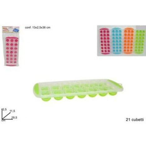 TrAdE Shop Traesio - Vaschetta Formaghiaccio Forme 21 Cubetti Ghiaccio Colorate Silicone Idea Regalo -