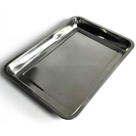 TrAdE Shop Traesio - Vassoio Guantiera In Acciaio Inox Rettangolare Portata Cucina Misure 36x27x4,8cm -