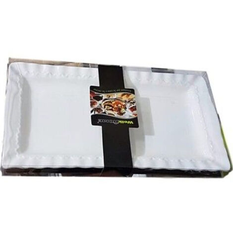 TrAdE Shop Traesio - Vassoio In Ceramica Bianco Piatto Da Portata Rettangolare Dim. 31,5x17,5cm Bar -