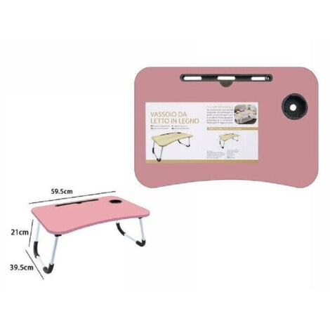 TrAdE Shop Traesio - Vassoio Scrivania Pieghevole Tavolino Tavolo Per Pc Slot Tablet Tazza Rosa 71365 -