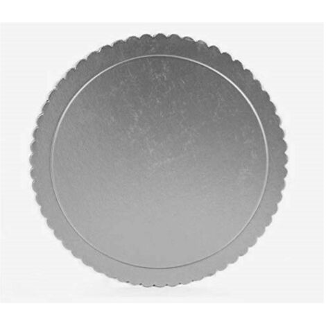 TrAdE Shop Traesio - Vassoio Vassoi Porta Sotto Torta 3pz Piatto 30cm 2mm Argento Tondo Cartone Trasporto -