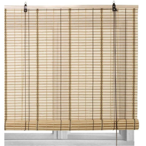 TrAdE Shop Traesio - Veneziana Avvolgibile Bambù 80x160 Cm Tenda Tapparella A Rullo Da Sole Oscurante -