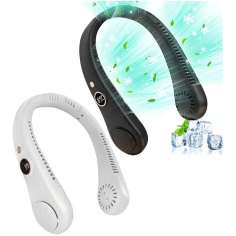 TrAdE Shop Traesio - Ventilatore Da Collo Portatile Display 5 Livelli Velocità Ricaricabile Usb Sport -