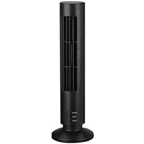 TrAdE Shop Traesio - Ventilatore Verticale A Torre Senza Pale Portatile Ricarica Usb 3w 2 Velocita' 11x34cm - Nero