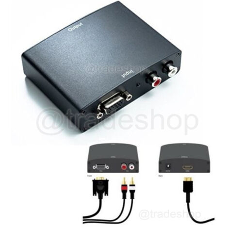 TrAdE Shop Traesio - Video Converter Convertitore Da Analogico Vga + Audio R/l A Hdmi Tv Monitor Pc -