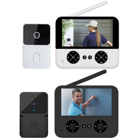 TrAdE Shop Traesio - Videocitofono Wireless Telecamera Schermo Ips 4,3" Visione Notturna Audio Bidirezionale -