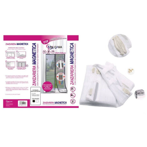 TrAdE Shop Traesio - Zanzariera Adesiva Per Finestre 150 X 250 Cm Bianco Tenda Balcone Terrazzo 12773 -
