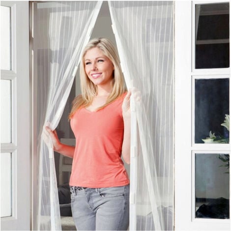 TrAdE Shop Traesio - Zanzariera Magnetica 140x240 Cm Zanzariera Universale Porta Finestra Panna Beige -