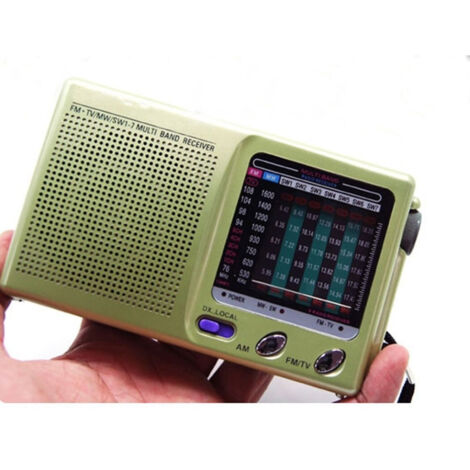 Trade Shop - tragbares Radio 9-Band UKW/MW/KW praktischer Empfänger + Stromeingang -