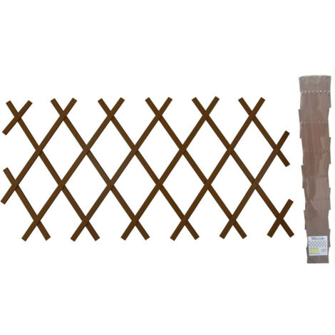 Trade Shop - Traliccio Rete In Vimini Bamboo 100x200cm Estensibile Marrone Piante Rampicanti -