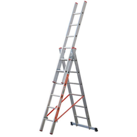 Trade Shop - TRANSFORMABLE DREIFACHLEITER 3 ELEMENTE AUS ALUMINIUM MIT VERLÄNGERUNG ODER BOCKMODUL -     3 X 8 Graine