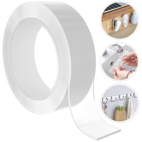Trade Shop - TRANSPARENTES DOPPELSEITIGES KLEBEBAND, MEHRZWECK-KLEBESTÄBE, ALLE 3 CM X 2 MT, ACRYL -