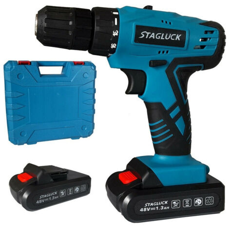 Trade Shop - TRAPANO AVVITATORE LITIO VALIGETTA 48V 1.3AH 2 BATTERIE 2 VELOCITY -