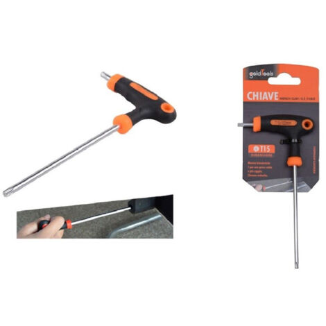 Trade Shop - TRAPEZ-INNENSECHSKANTSCHLÜSSEL T-STERNSPITZE T15X100MM ERGONOMISCHER GRIFF 91803 -