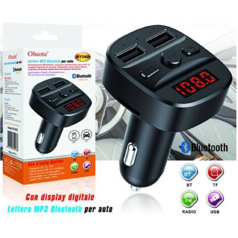 TRADE SHOP - Trasmettitore Fm Bluetooth Per Auto 2 Porte Usb Led Tf Wma Lettore Mp3 My2406 -