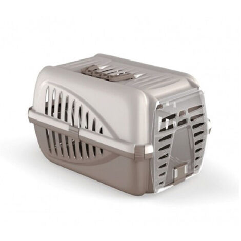 Trade Shop - Trasportino In Plastica Per Animali Panzer Made In Italy 50 X 33 X 21 Cm -      Grey