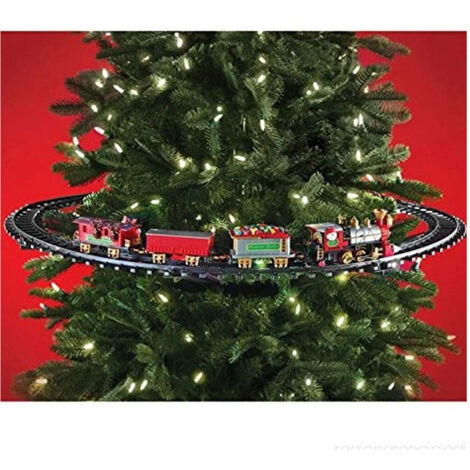 TRADE SHOP - Trenino Natalizio Con Supporto Per Centro Albero Treno Elettrico Con Luci Natale -