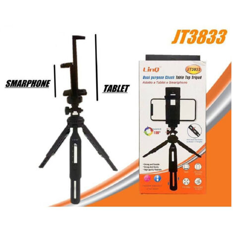 Trade Shop - Treppiedi Staffa Supporto Tavolo Con Mandrino 2in1 Per Tablet Smartphone Jt3833 -