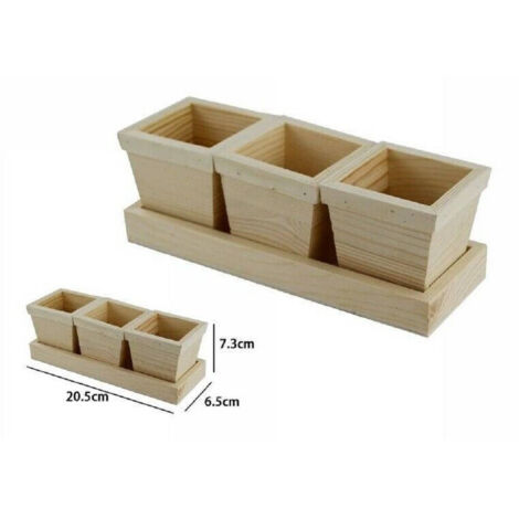 TRADE SHOP - Tris Scatole Contenitori 3 Pezzi Con Base In Legno Naturale Decoupage 53455a -