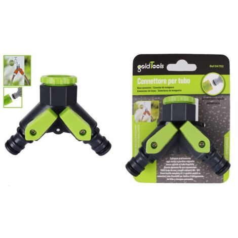 TRADE SHOP - Tubo Connettore A Y Con Rubinetto 2 Vie Rapido Universale Plastica Giardino 94752 -