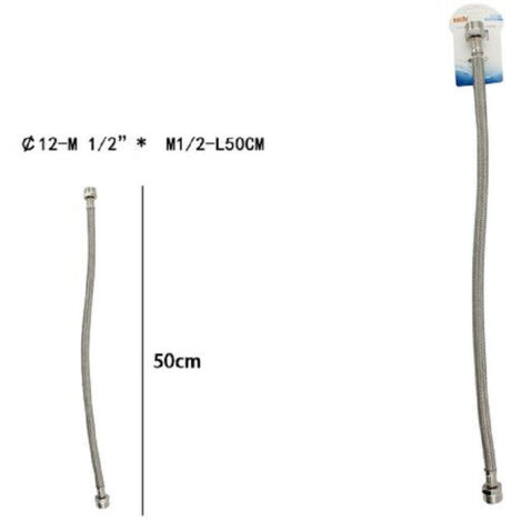 TRADE SHOP - Tubo Flessibile Flessibili Rubinetto Miscelatore Acqua 50 Cm M 1/2 X M1/2 69399 -