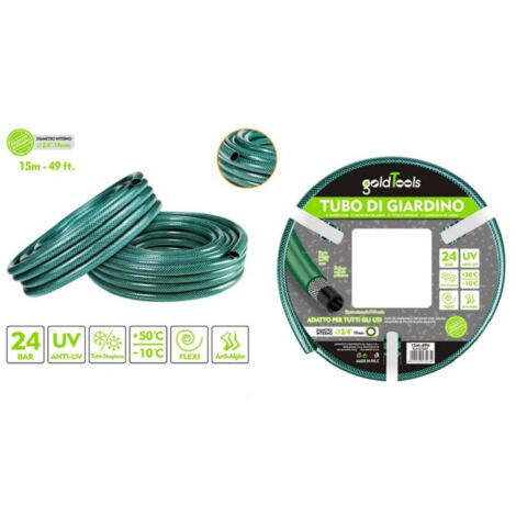 TRADE SHOP - Tubo Irrigazione Annaffia Giardino Piante Lava Pompa 15 Mt 49ft. ø3/4-19mm 57507 -