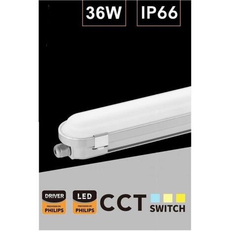 TRADE SHOP - Tubo Led Plafoniera Lineare 120cm 36 Watt Ip66 Cct 4000k-5000k-6500k Yl18-120-3c -