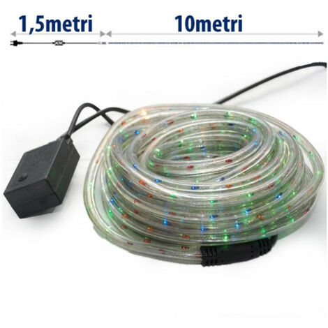 Trade Shop - TUBO LUMINOSO NATALIO 10 METRI MULTICOLOR 240 LUCI MIT KONTROLLER 8 FUNCTIONEN -