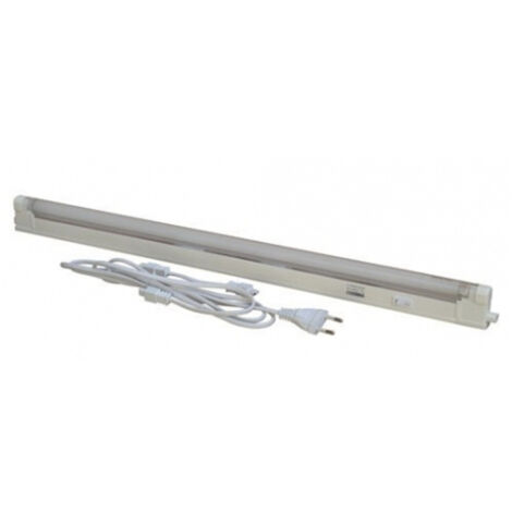 Trade Shop - Tubo Neon Led Da 60cm Con Plafoniera T5 Luz Caldo 3000k Cavo 1m Da 10w -
