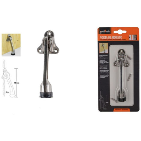Trade Shop - Türstopper aus Stahl, rutschfeste Basis, Türblock, Schrauben, Türstopper, 125 mm, 91103 -