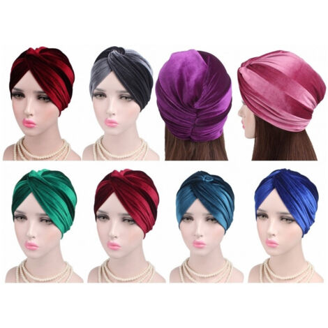 Trade Shop - Turban Velvet Knotted Elastic Band Retro Hair Hair Headphone Bandana -