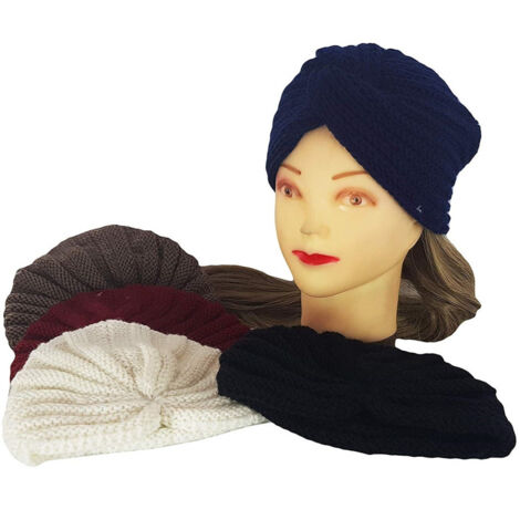 TRADE SHOP - Turbante Lana Annodata Cappello Fascia Elastica Retro Ferma Capelli Accessori -